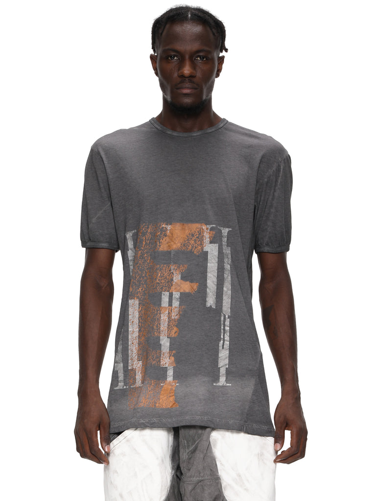 GRAY DYED ASYMMETRICAL PRINTED T-SHIRT – HAMCUS