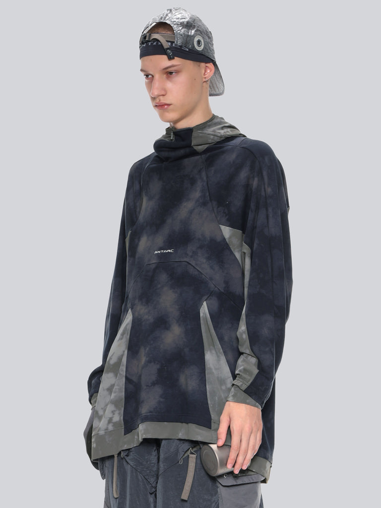 Printed Contrast Knit Panel Hoodie – HAMCUS
