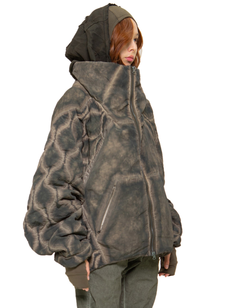 HAMCUS : 햄커스] Quilted Pyra-hood puffer jacket deep depth taupe