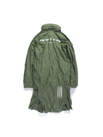 PRINTED STAINLESS COTTON LONG HOODED PARKA - HAMCUS