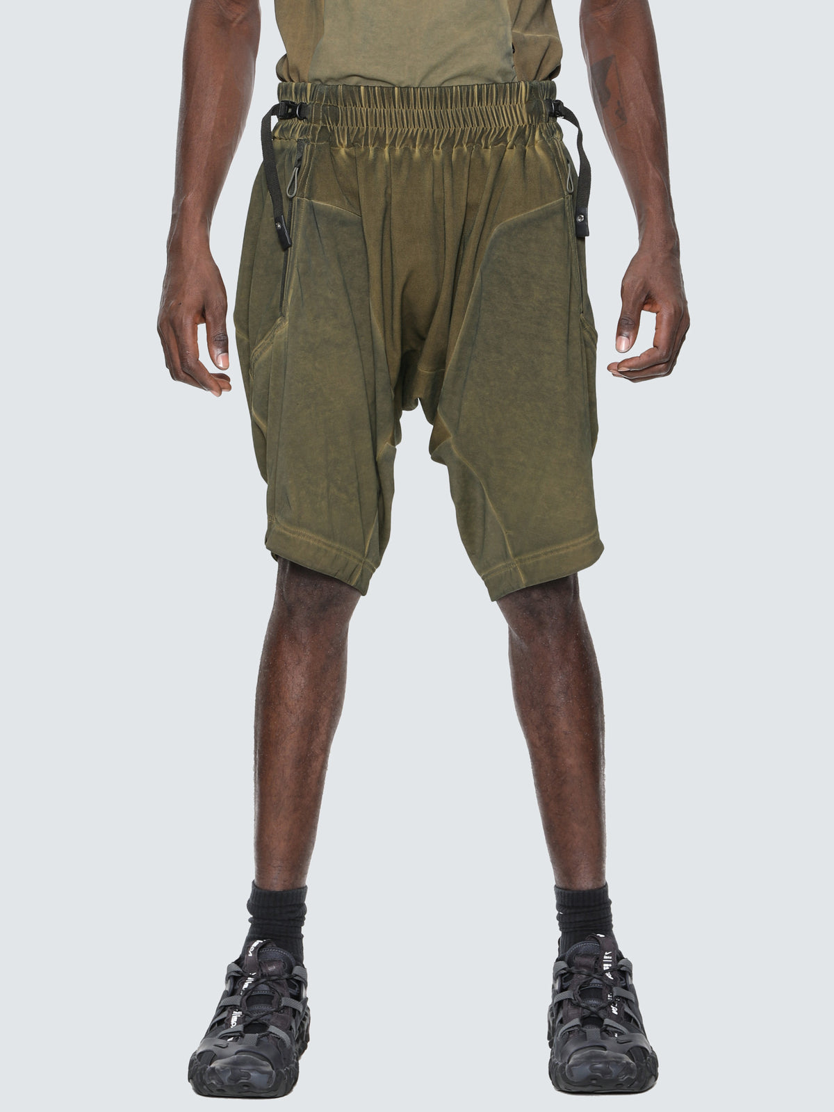LPU / knitted geo-panel shorts