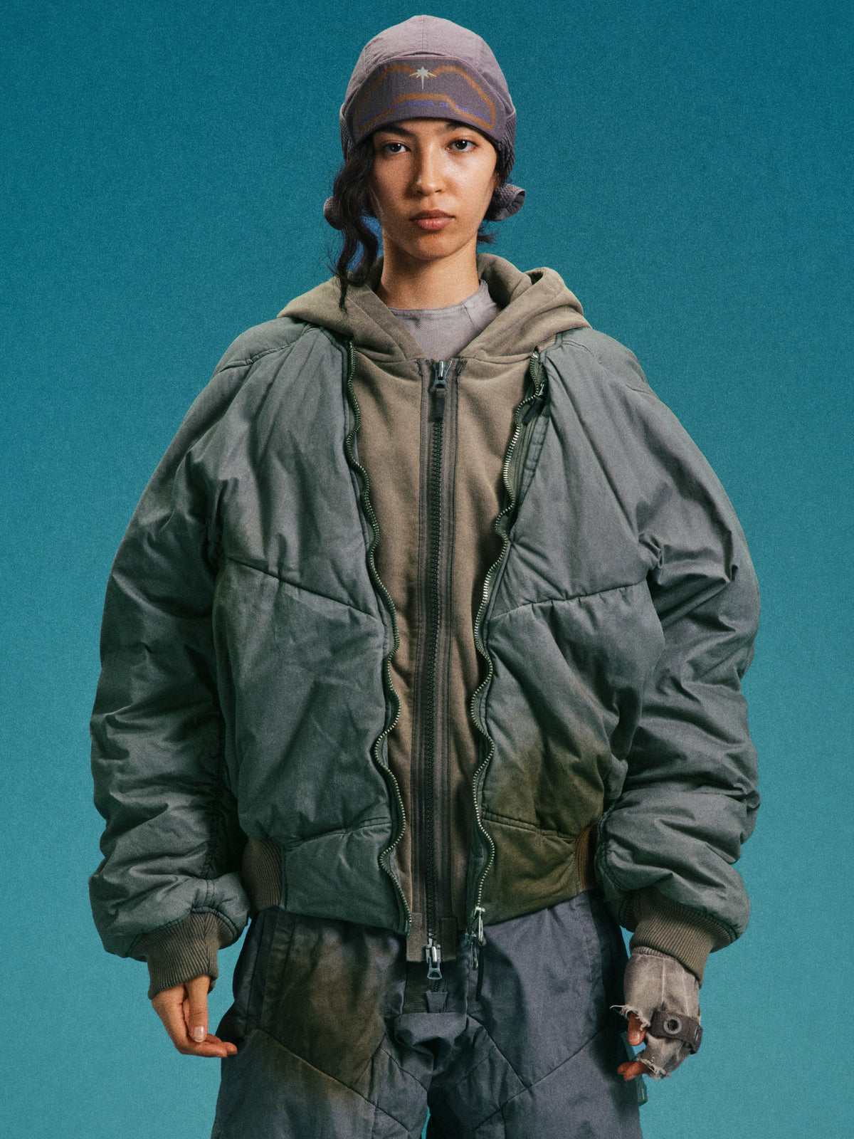 Raiden-17 / Low-Orbit MA-1 Waxed Pilot Faux-Layered Padded Bomber