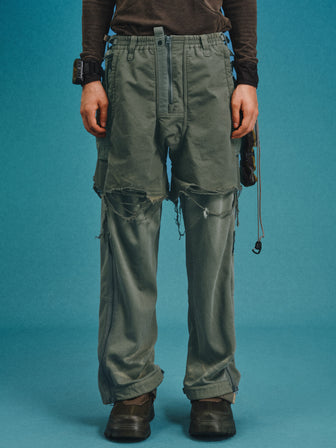 SUM / Laborer‘s Faux-Layered Distressed Sweats