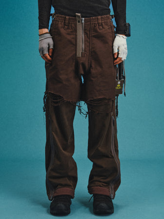 SUM / Laborer‘s Faux-Layered Distressed Sweats