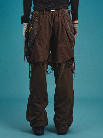 SUM / Laborer‘s Faux-Layered Distressed Sweats