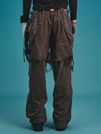 SUM / Laborer‘s Faux-Layered Distressed Sweats