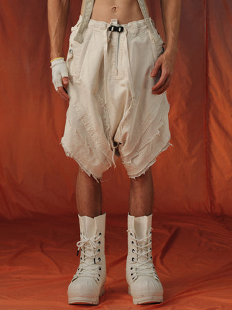 LPU / Multi-Layered Drop-Crotch Slit Shorts