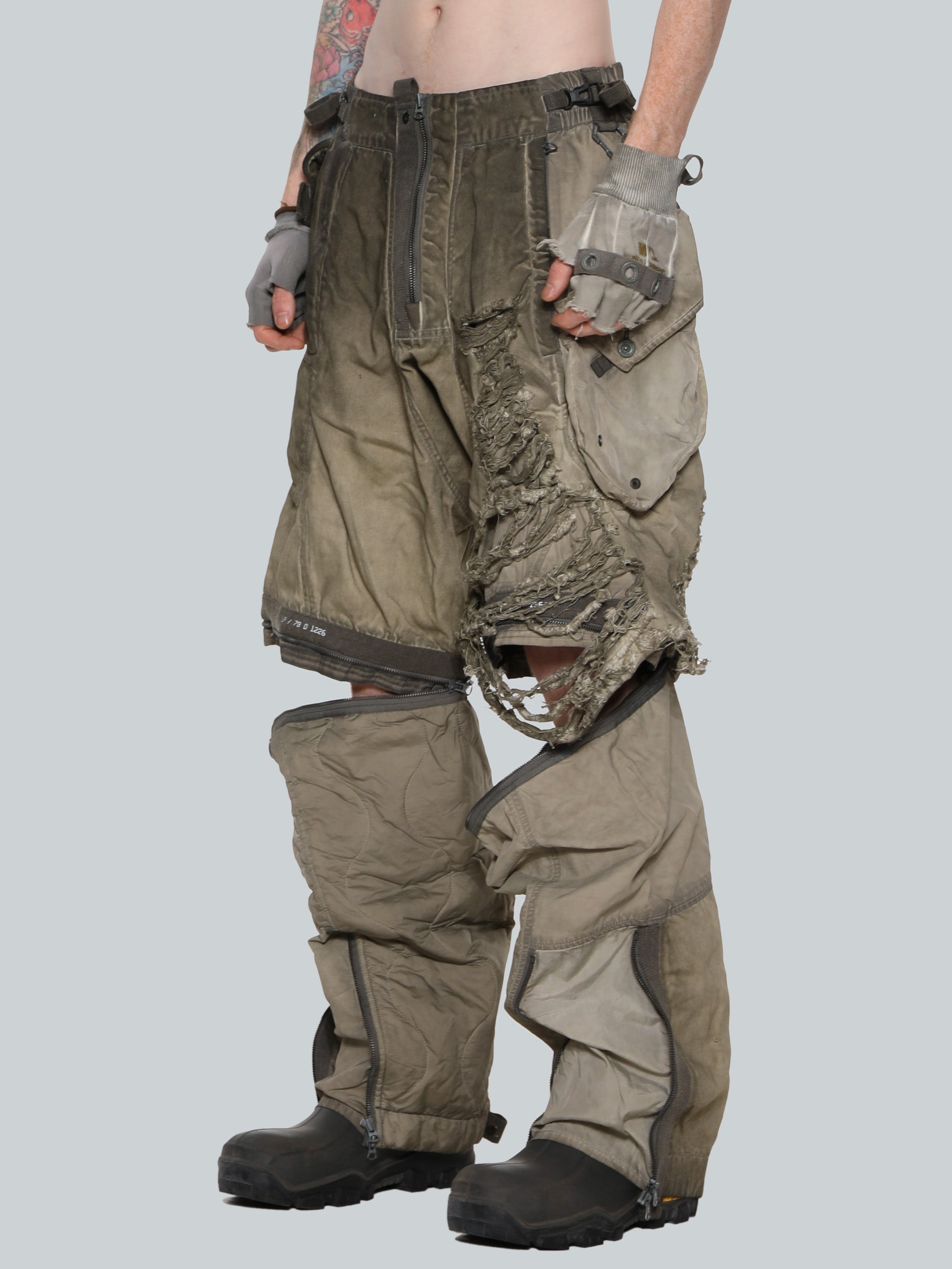Men Goth Light Grey Denim TRIPP Pants Handcuffs Convertible Shorts Punk  Trousers | eBay