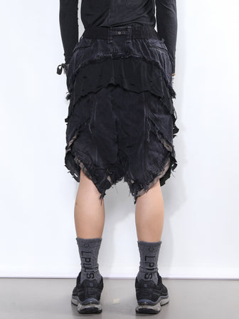 LPU / Multi-Layered Drop-Crotch Slit Shorts