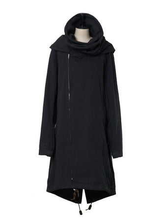 DYED STRUCTURAL WIRE LONG REVERSIBLE HOODED PARKA