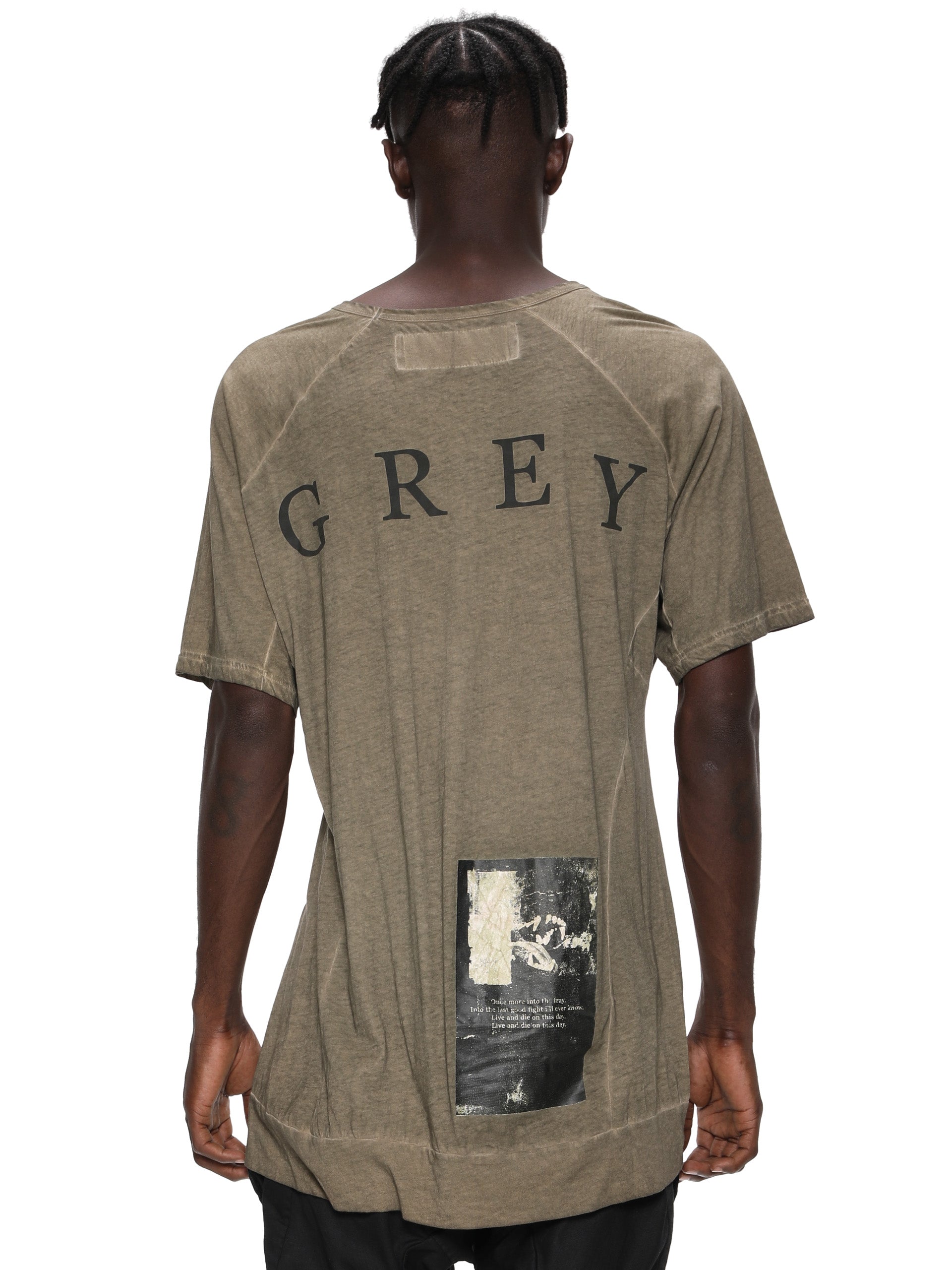 VINTAGE OLIVE DYED PRINTED T-SHIRT – HAMCUS