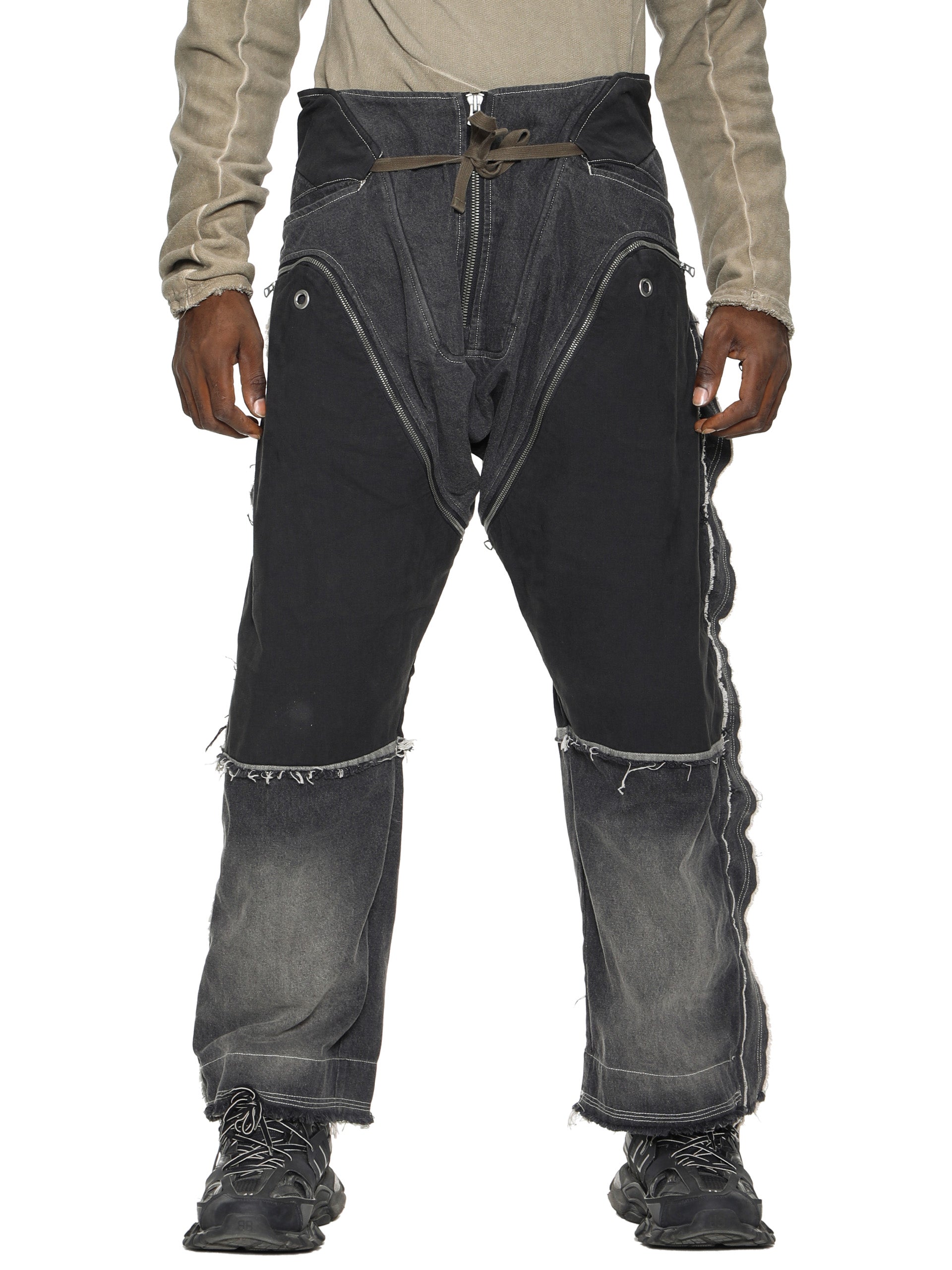 Prmtvsm Contrasting Patchwork Cargo Jeans M / Retro Black