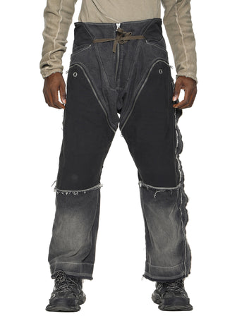 CONTRASTING PATCHWORK CARGO JEANS