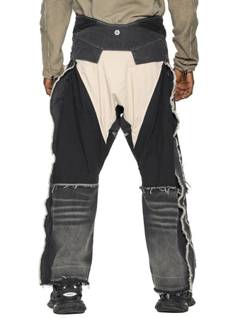 CONTRASTING PATCHWORK CARGO JEANS