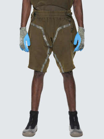 LPU / taped terrycloth geo-panel shorts