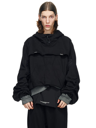 STRAPS LAYERED CROPPED HOODIE - HAMCUS