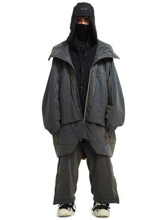 aurora reflective geo panel layer thermolite quilted long coat