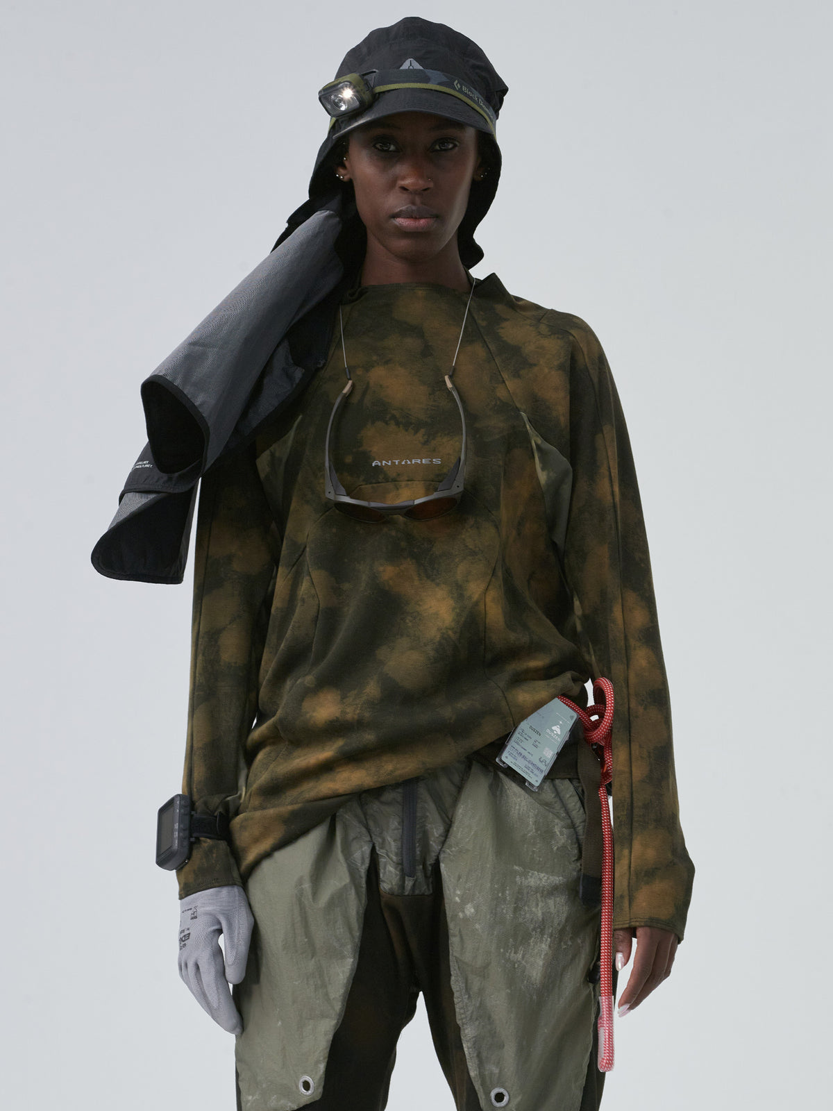 Printed Contrast Knit Panel Turtleneck