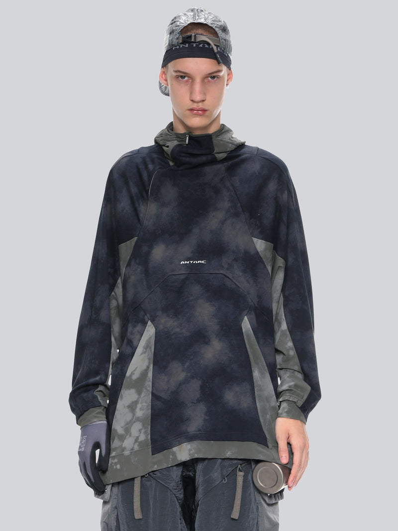 Printed Contrast Knit Panel Hoodie – HAMCUS