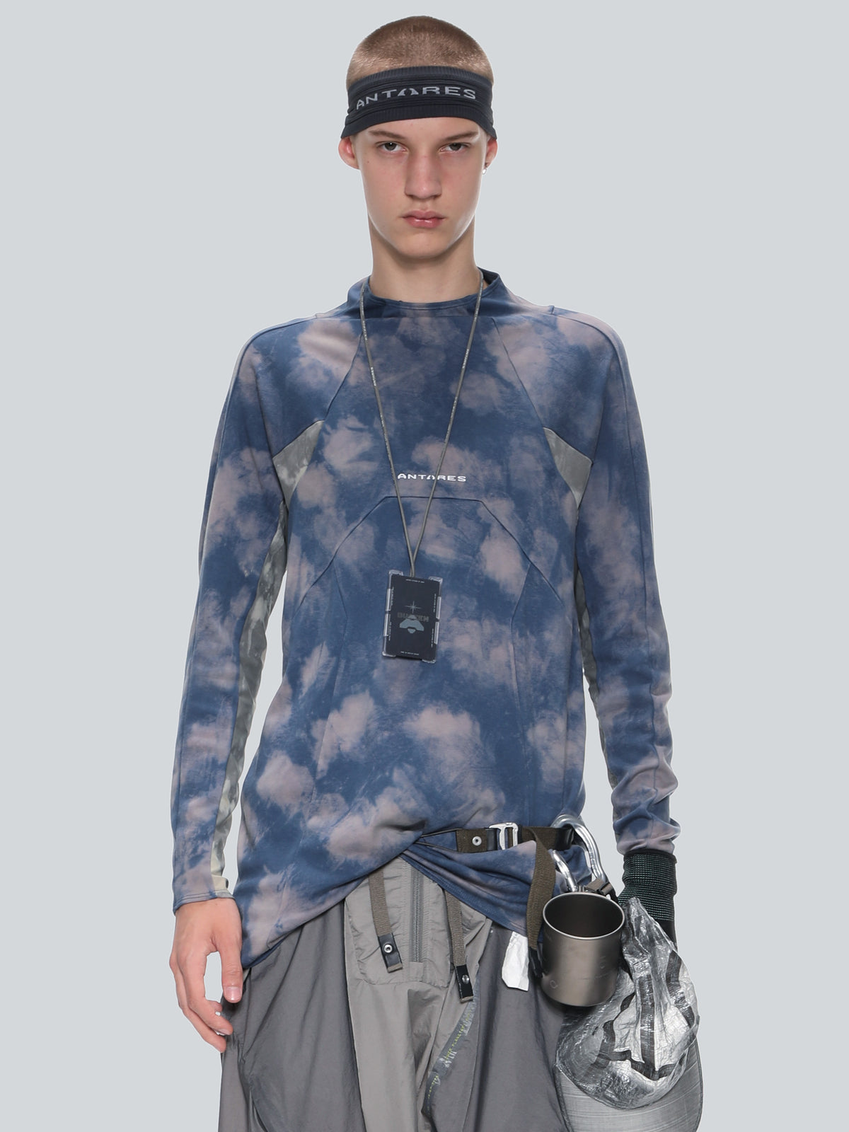 Printed Contrast Knit Panel Turtleneck