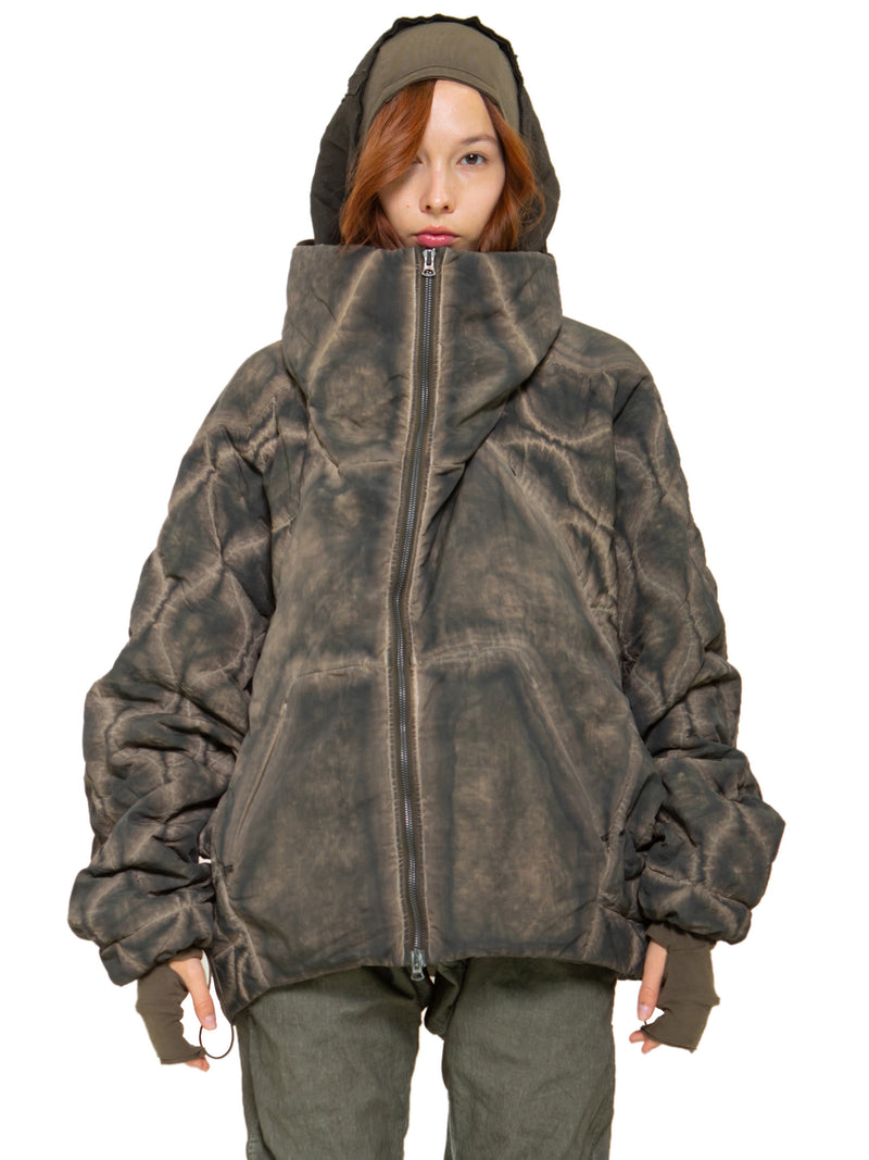 HAMCUS : 햄커스] Quilted Pyra-hood puffer jacket deep depth taupe