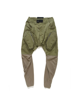 KNIT PATCHED LEGGING CARGO JEANS / MILITARY OLIVE