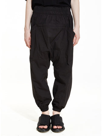 CEO-CUT DROPCROTCH LOUNGE OVERSIZED JOGGER PANTS / BLACK - HAMCUS