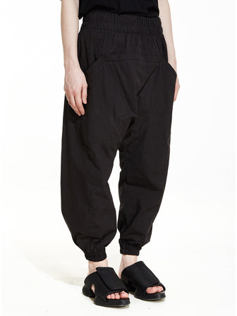 CEO-CUT DROPCROTCH LOUNGE OVERSIZED JOGGER PANTS / BLACK - HAMCUS